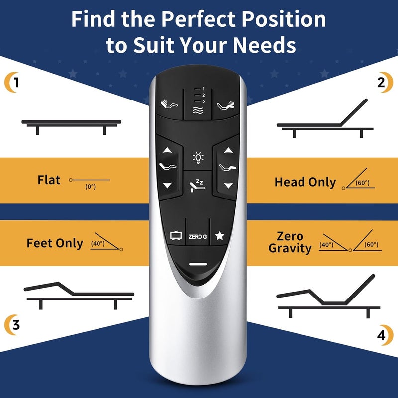 Weitov Replacement Remote for Tempurpedic Ergo/Ergo Extend Adjustable Bed Base, RF358A RF502A Wireless Remote Control - Image 3